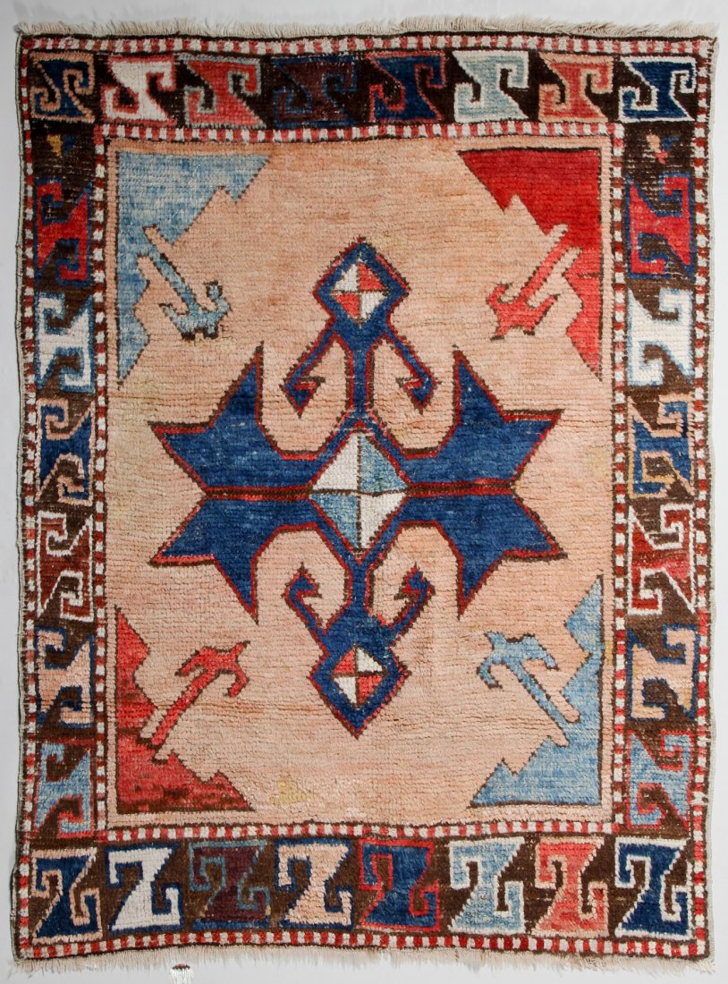 Konya Village Rug: Konya Village Rug, central Turkey, 19th c. Prov: Samy and Sara Rabinovic. Size: 3'6" x 4'6" (106.68 x 137.16 cm).