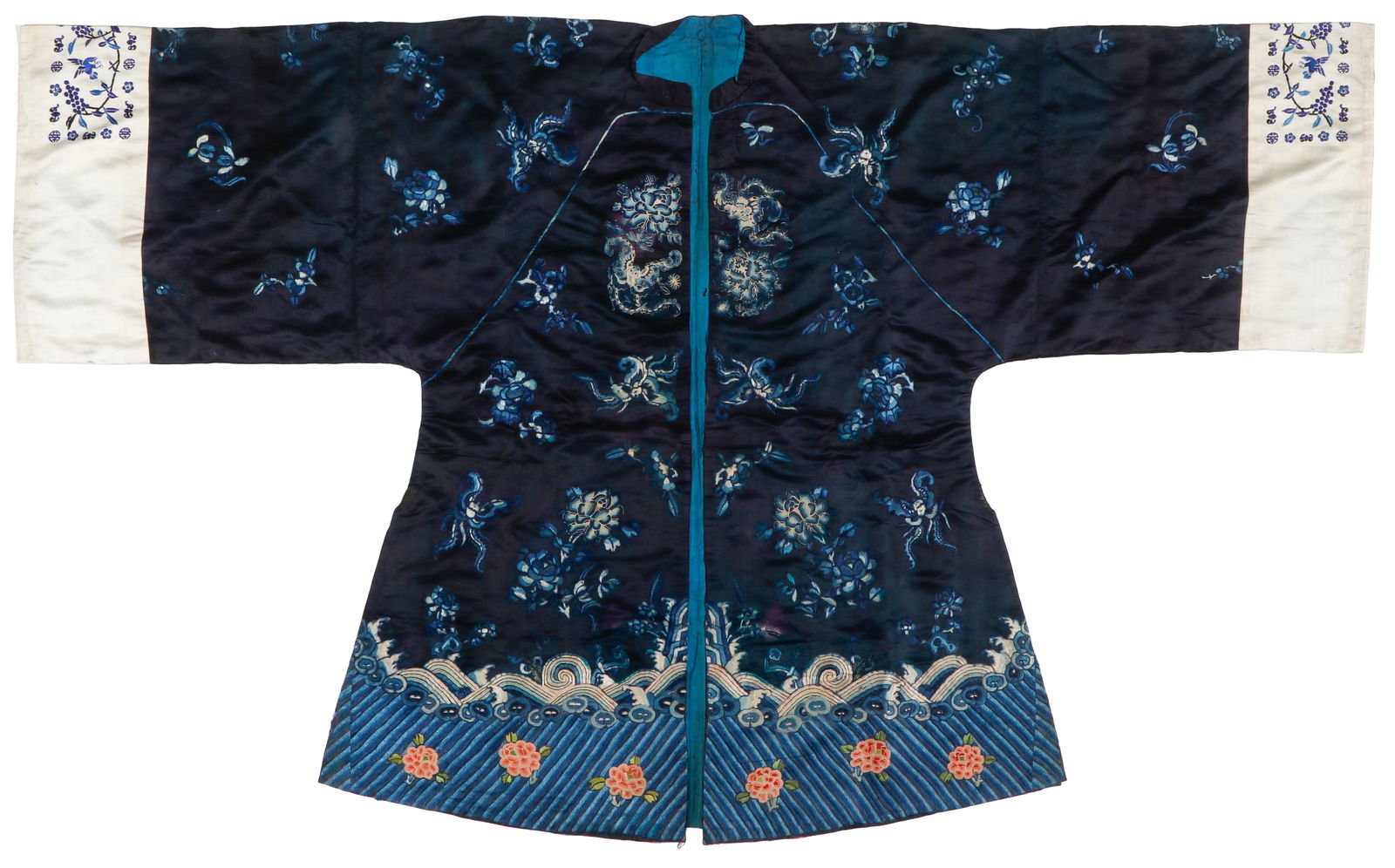 Dark Blue Chinese Embroidered Robe, China, Qing Dynasty (1 of 8)