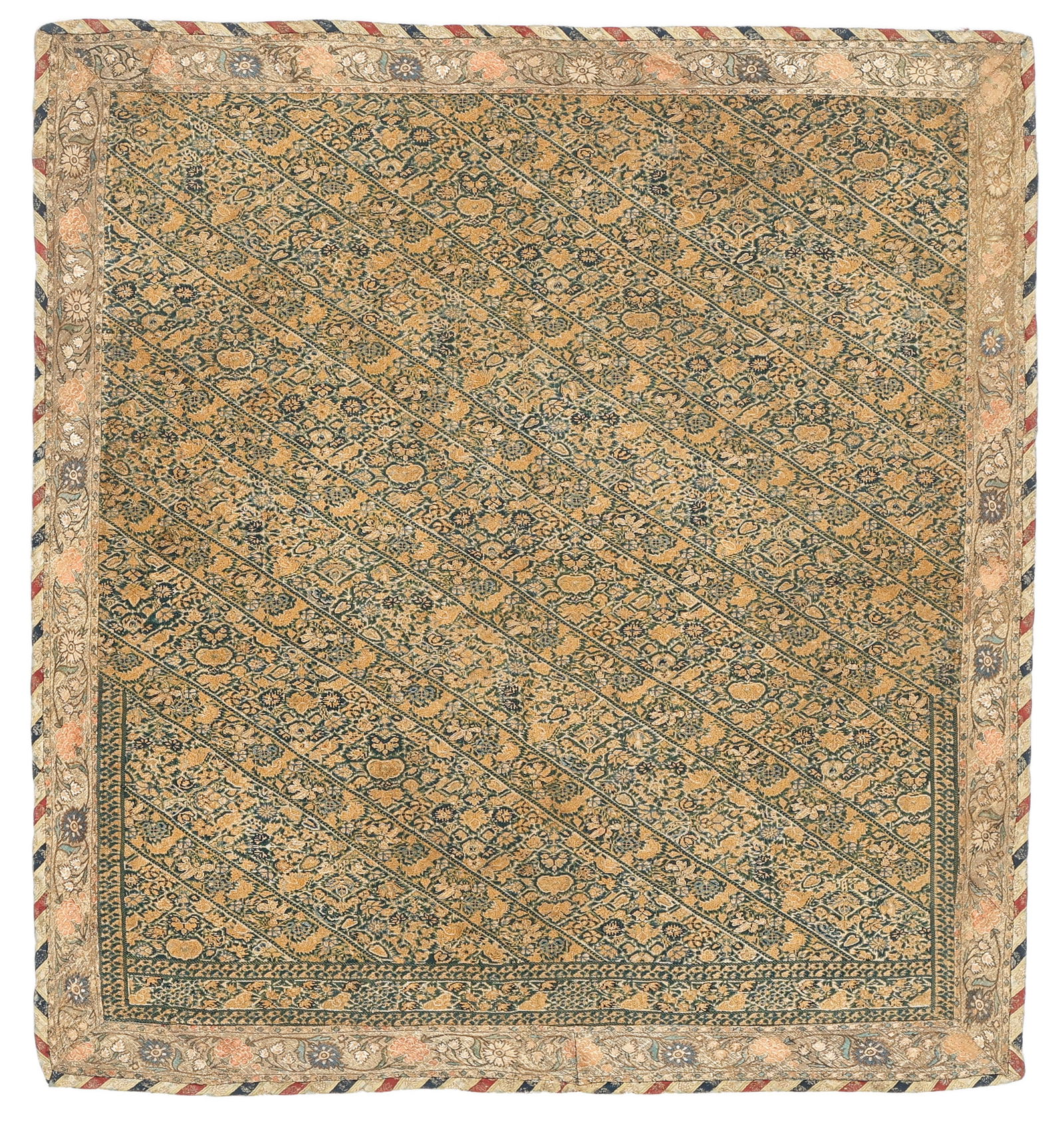 Fine Silk Nakshe Trouser Cuff, Persia, Ca. 1800, 2'0'' x 2'2'' (1 of 2)