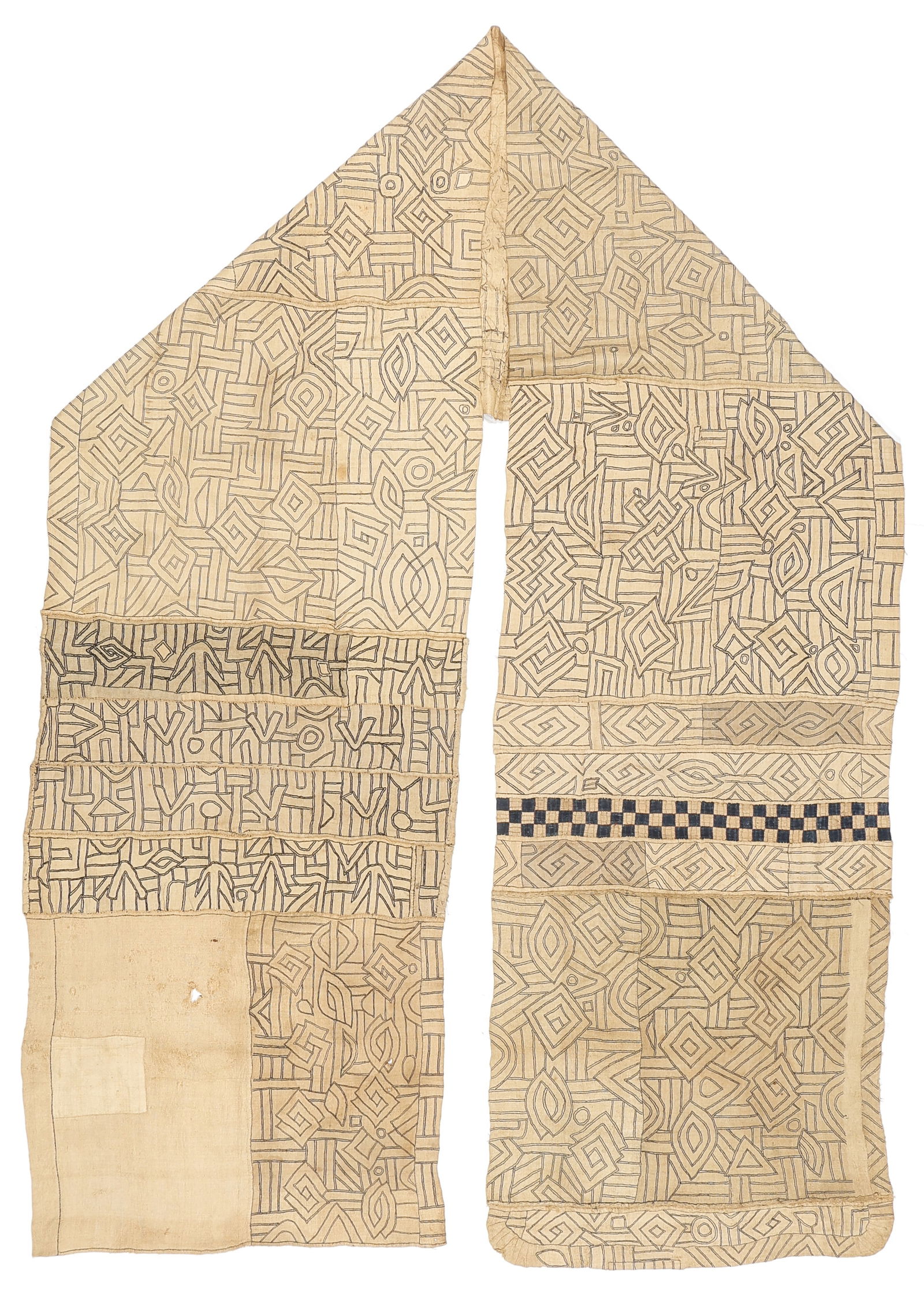 Kuba Cloth Single Panel, Zaire, Early 20th C., 16'0'' x 2'7'' (1 of 4)