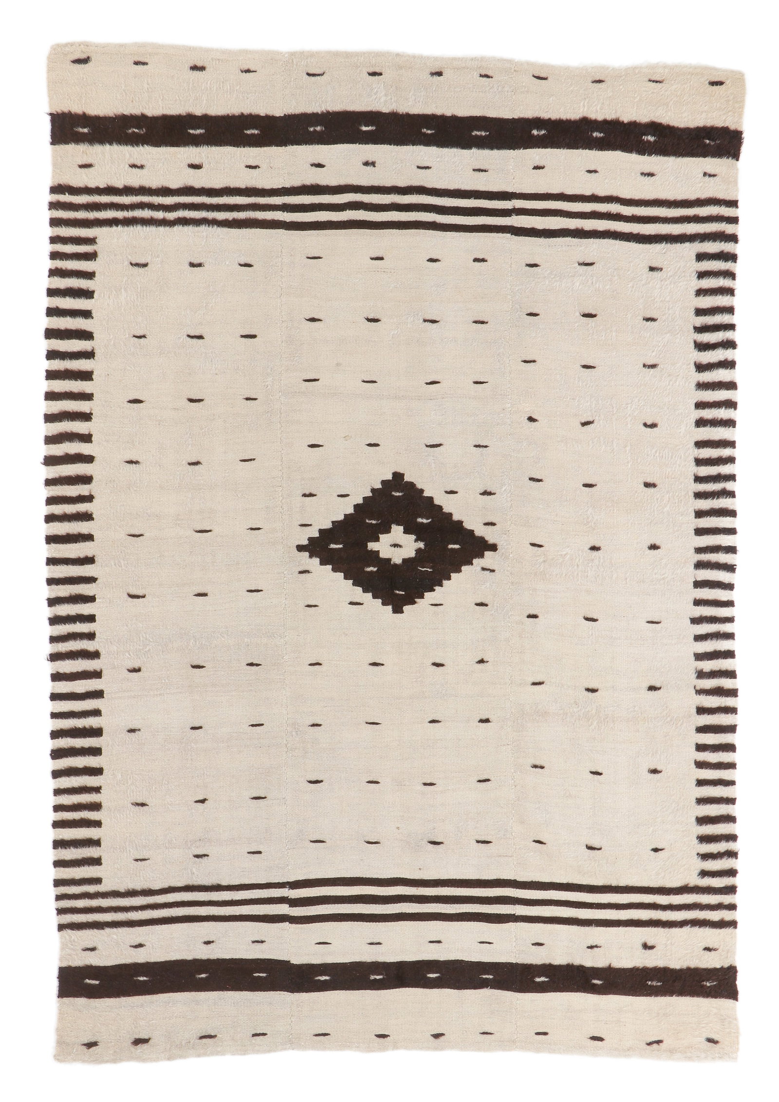Anatolian Mohair Kilim, Siirt Area, Turkey, Mid 20th C., 4'4'' x 6'4'': Anatolian Mohair Kilim, Siirt Area, Turkey, Mid 20th C., 4'4'' x 6'4'' (132 x 193 cm). Weight: 7 lbs. Mohair Wool. Provenance: John T. Wertime Minimalist Collection.