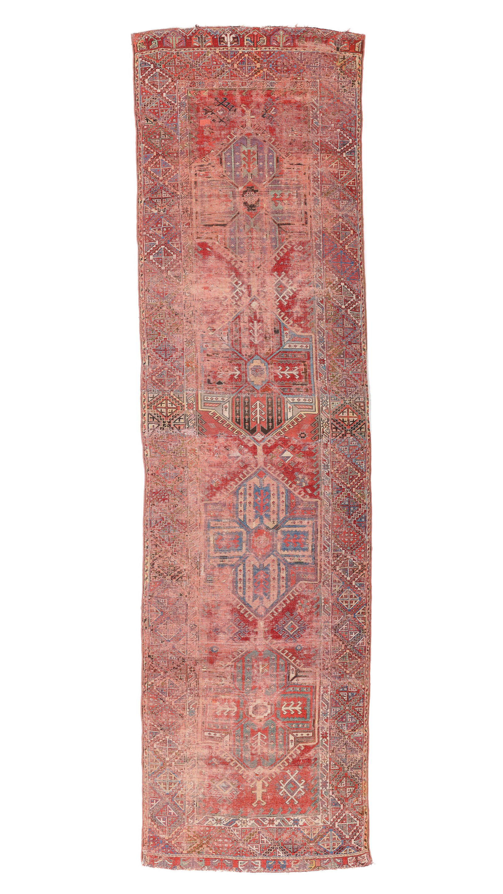 Central Anatolian Ladik Long Rug, Turkey, 18th C., 3'10'' x 13'11'': Central Anatolian Ladik Long Rug, Turkey, 18th C., 3'10'' x 13'11'' (117 x 424 cm). Weight: 13 lbs. Material: wool pile, wool warp, wool weft.
