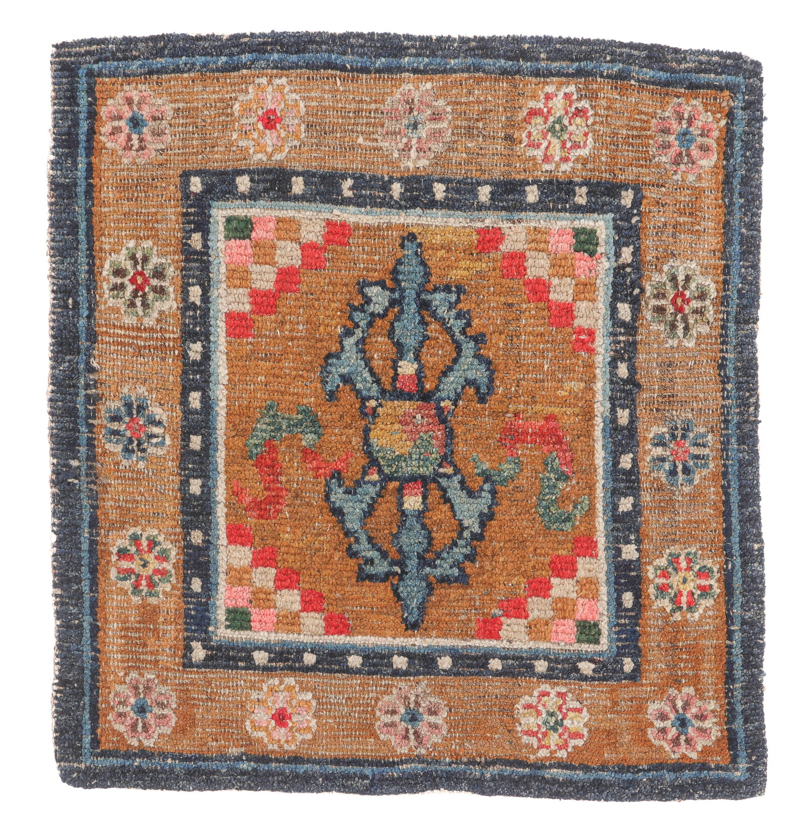Dorje Ritual Rug, Tibet, Ca. 1900, 2'3'' x 2'5'': Dorje Ritual Rug, Tibet, Ca. 1900, 2'3'' x 2'5'' (69 x 74 cm). Weight: 2 lbs. Wool.