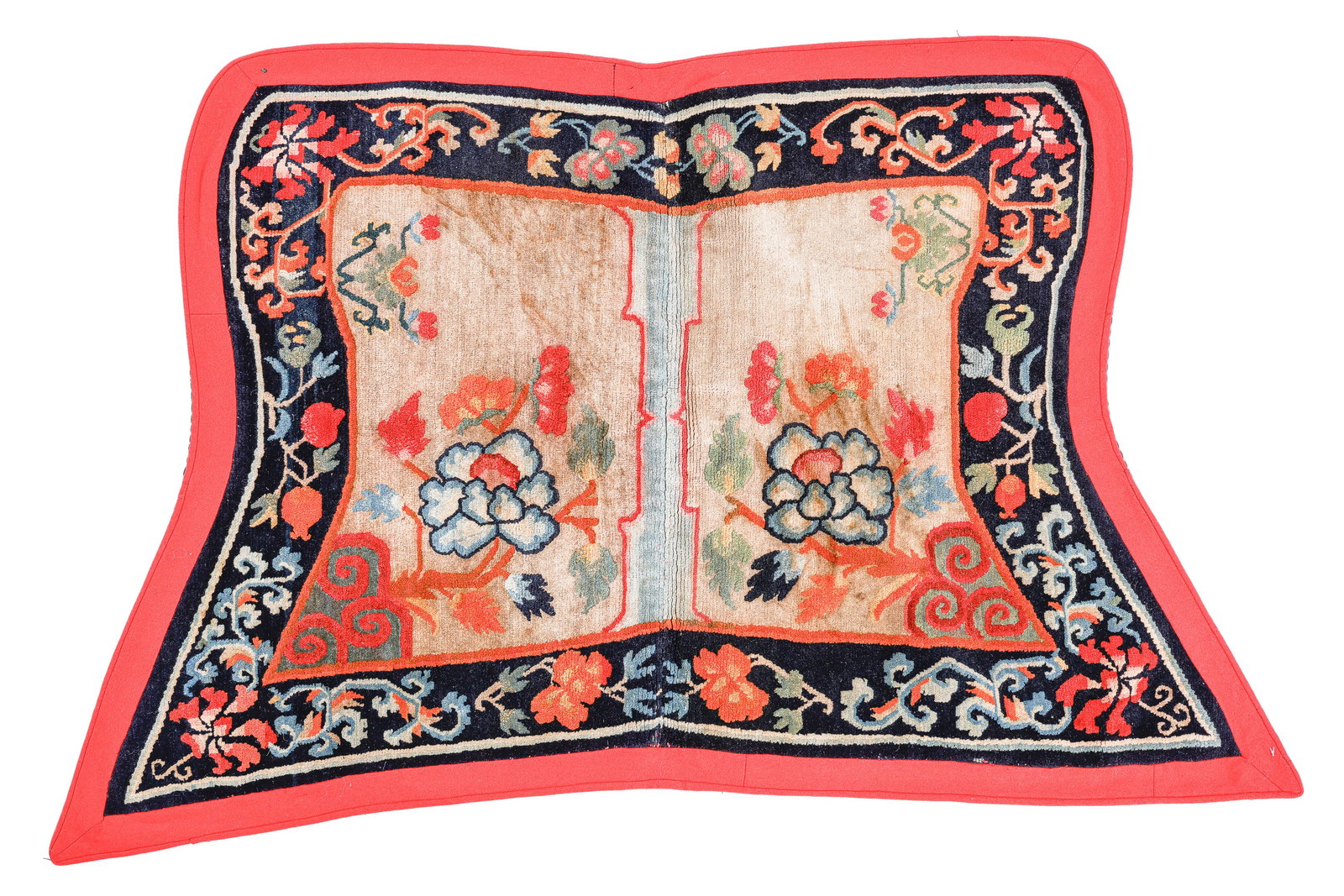 Saddle Rug, Tibet, Ca. 1900, 2'6'' x 4'0'': Saddle Rug, Tibet, Ca. 1900, 2'6'' x 4'0'' (76 x 122 cm). Weight: 4 lbs. Wool.