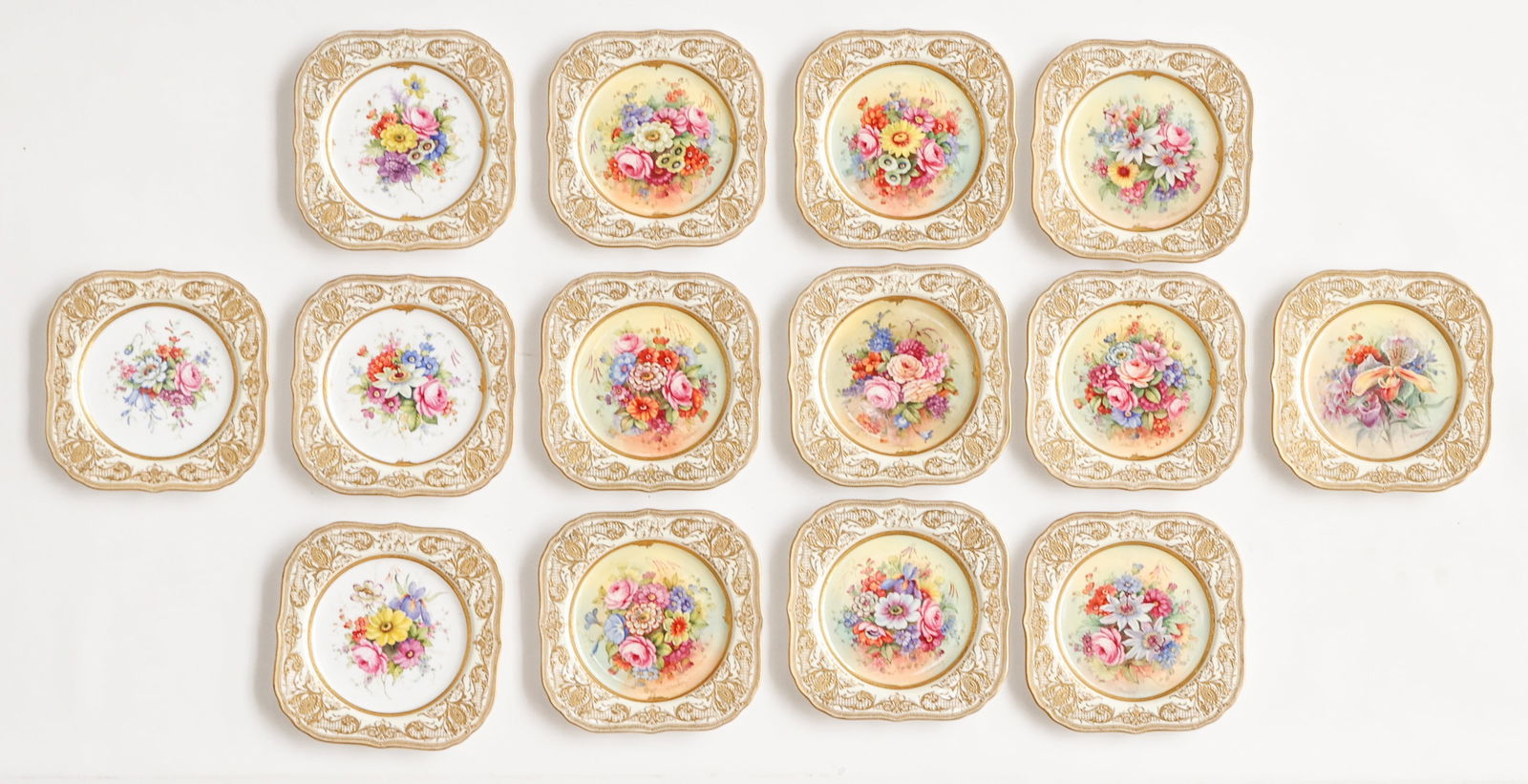 14 Royal Worcester Hand Painted Square 8" Plates by E. Barker (1 of 8)