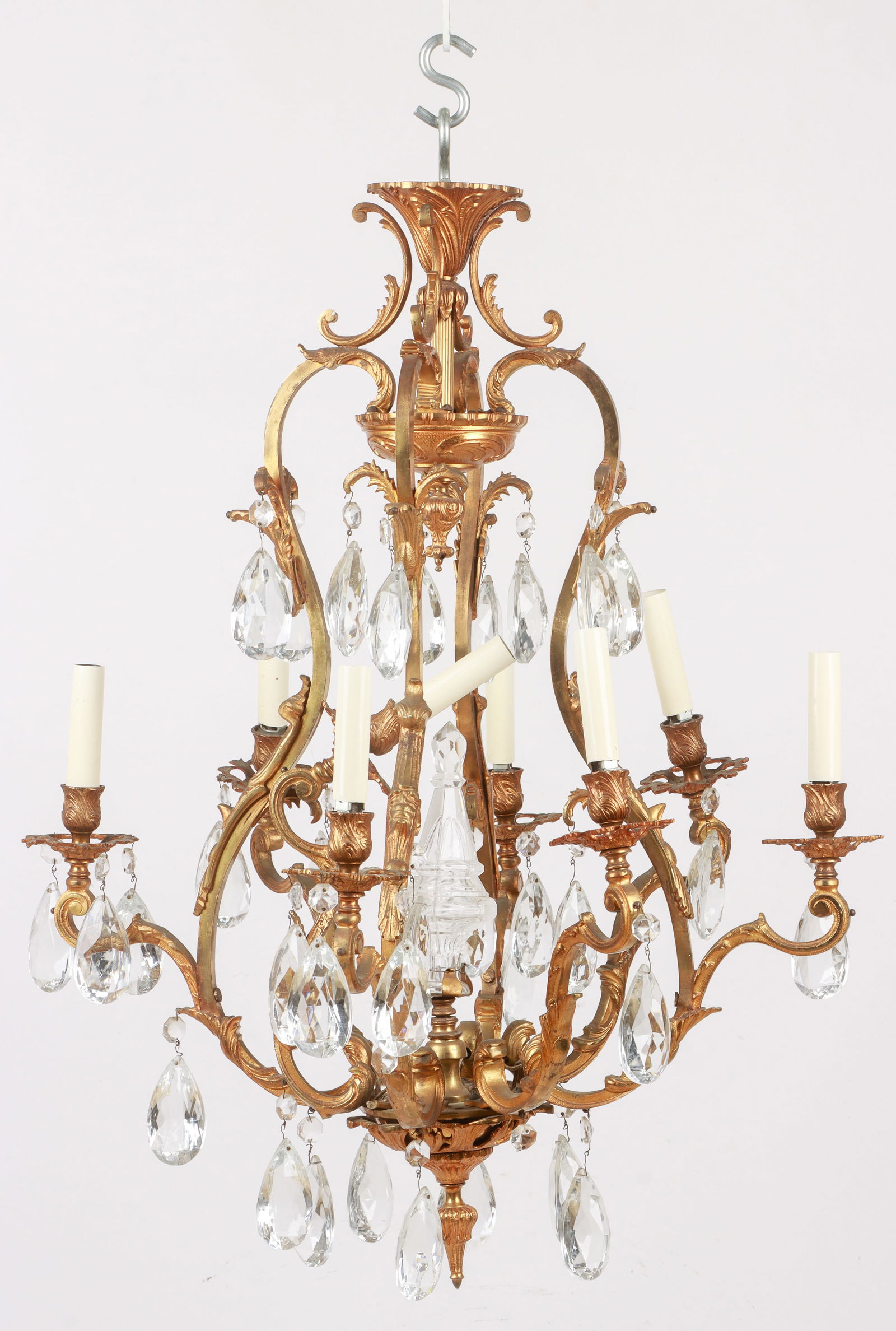 Antique French Gilt Bronze and Crystal 8-Light Chandelier (1 of 4)