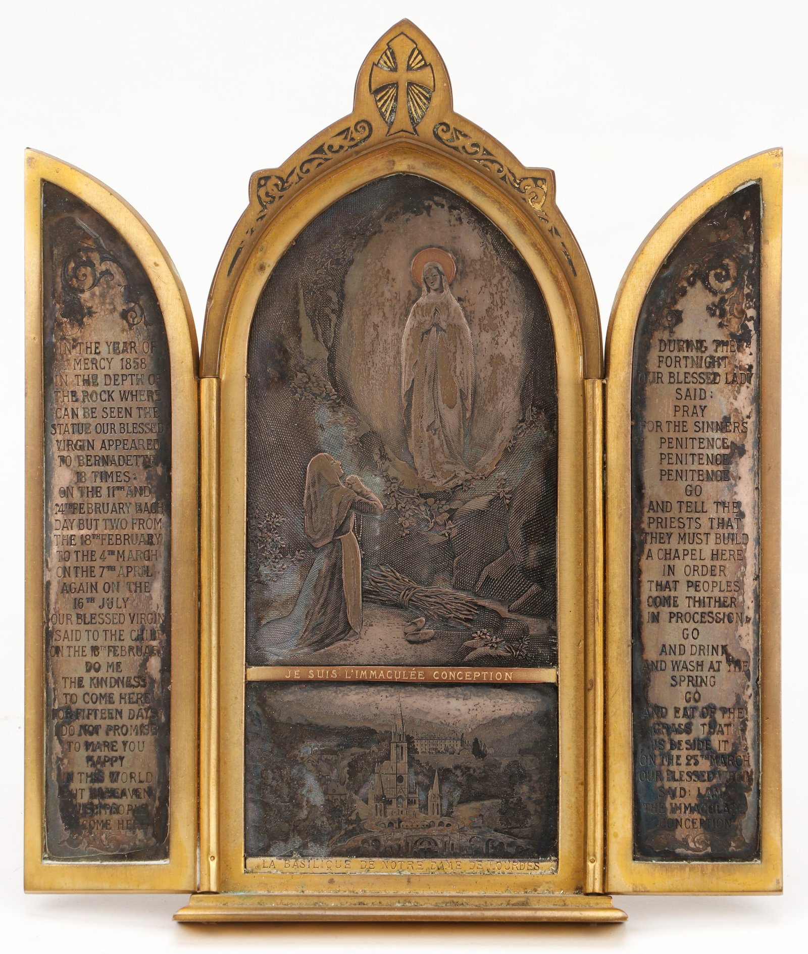 19th C. French Brass Souvenir Triptych (1 of 5)