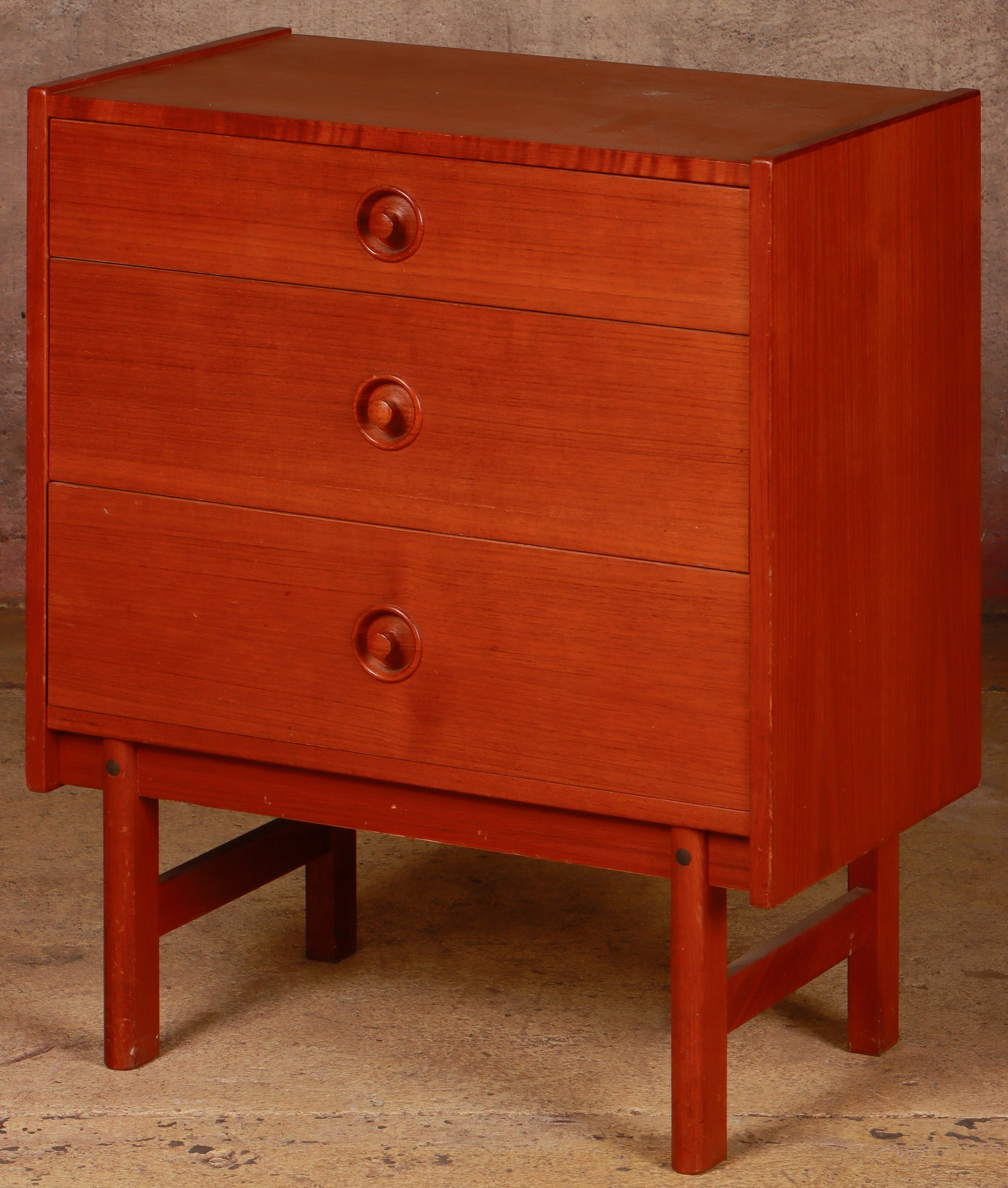 A.B. Lammhults Mobler Swedish Teak Bedside Chest: A.B. Lammhults Mobler Swedish Teak Bedside Chest. Stamped. Size: 28'' x 24'' x 24'' (71 x 61 x 61 cm). Ex. Elizabeth and Richard Ettinghausen estate, Princeton, NJ. After making payment, all furniture