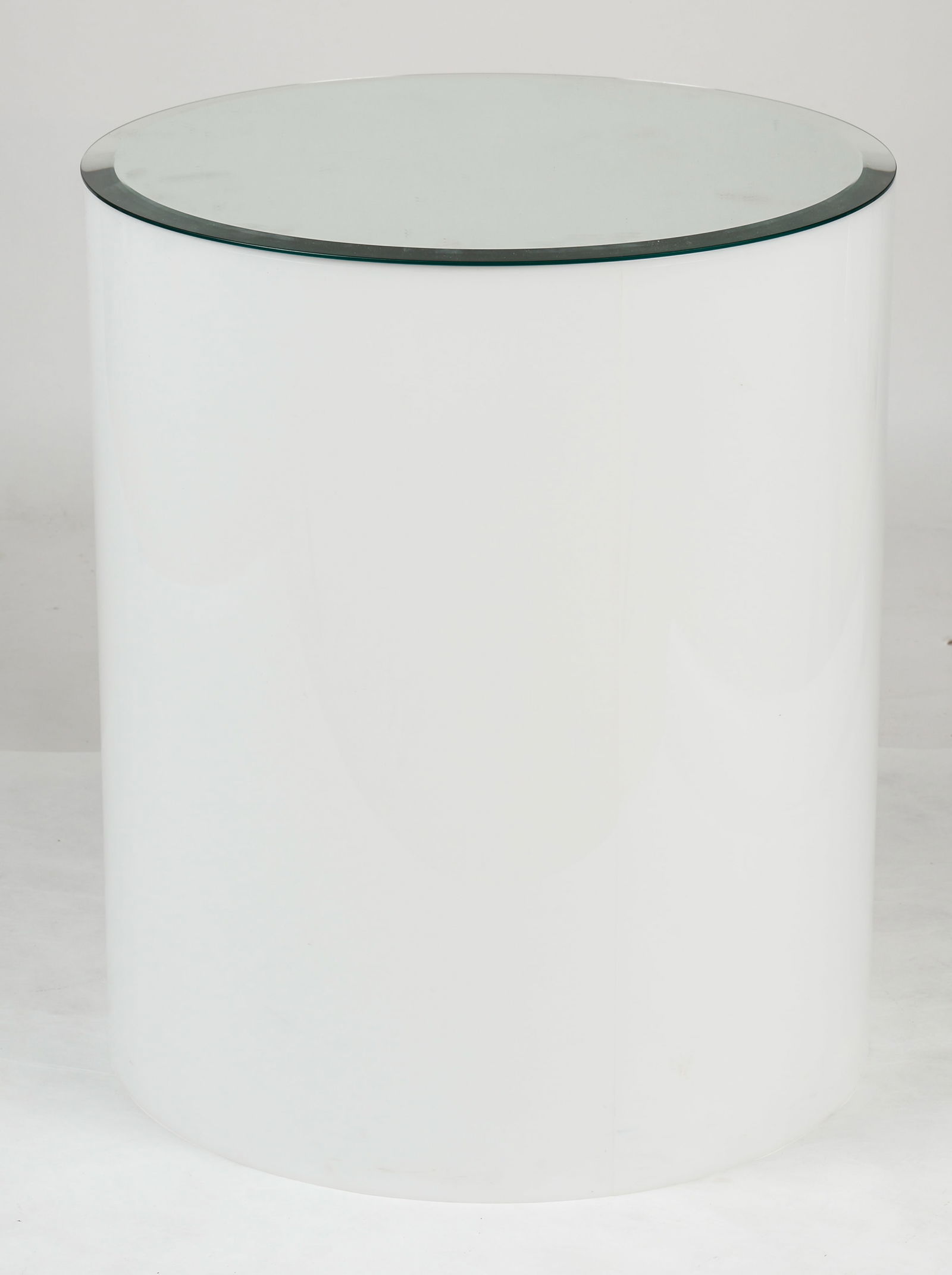 Modern Round Illuminated White Acrylic Mirror Top Side Table (1 of 3)