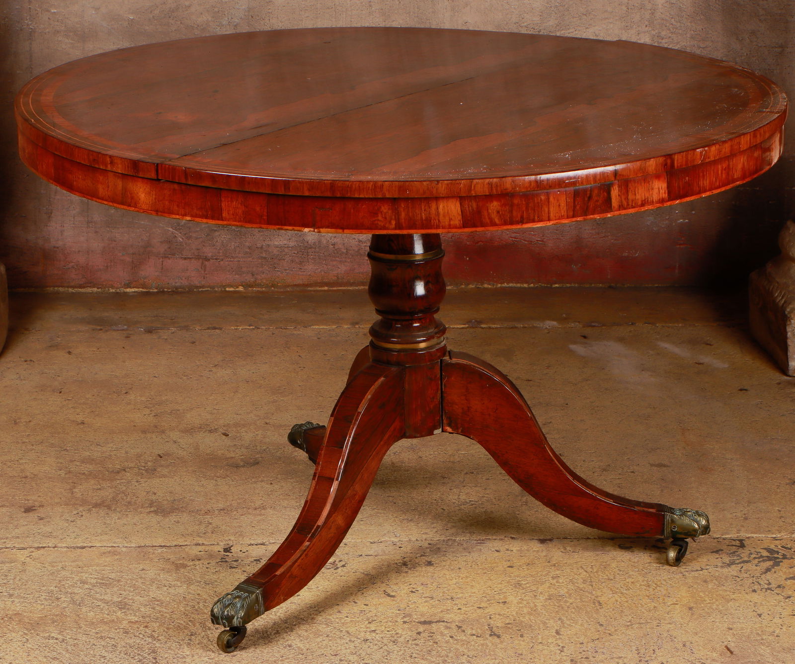 English Regency Inlaid And Crossbanded Rosewood Breakfast Table, 19th C. (1 of 5)