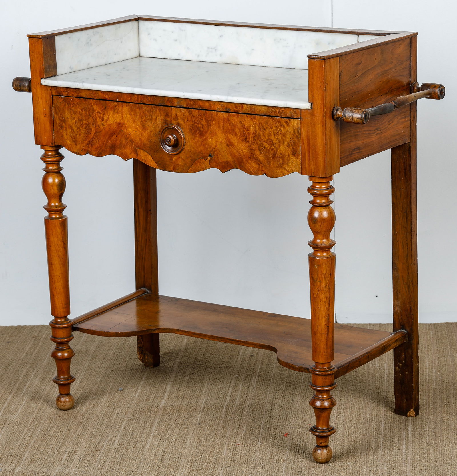 English Burl Wood Marble Top Wash Stand, 19th C. (1 of 7)