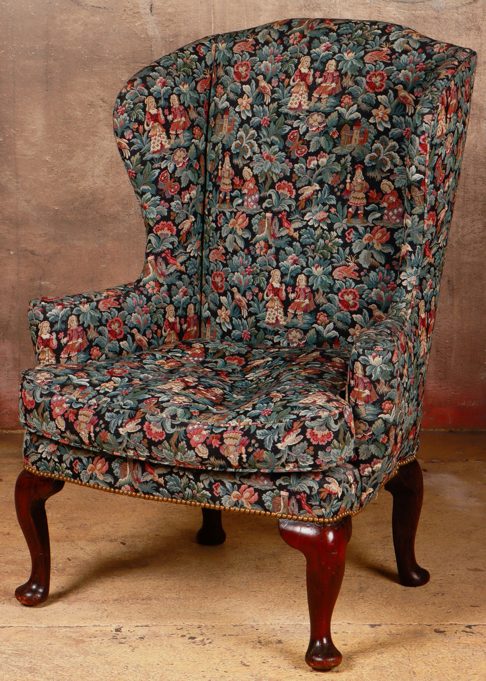 English Queen Anne Style Wingback Armchair, 19th C. (1 of 4)