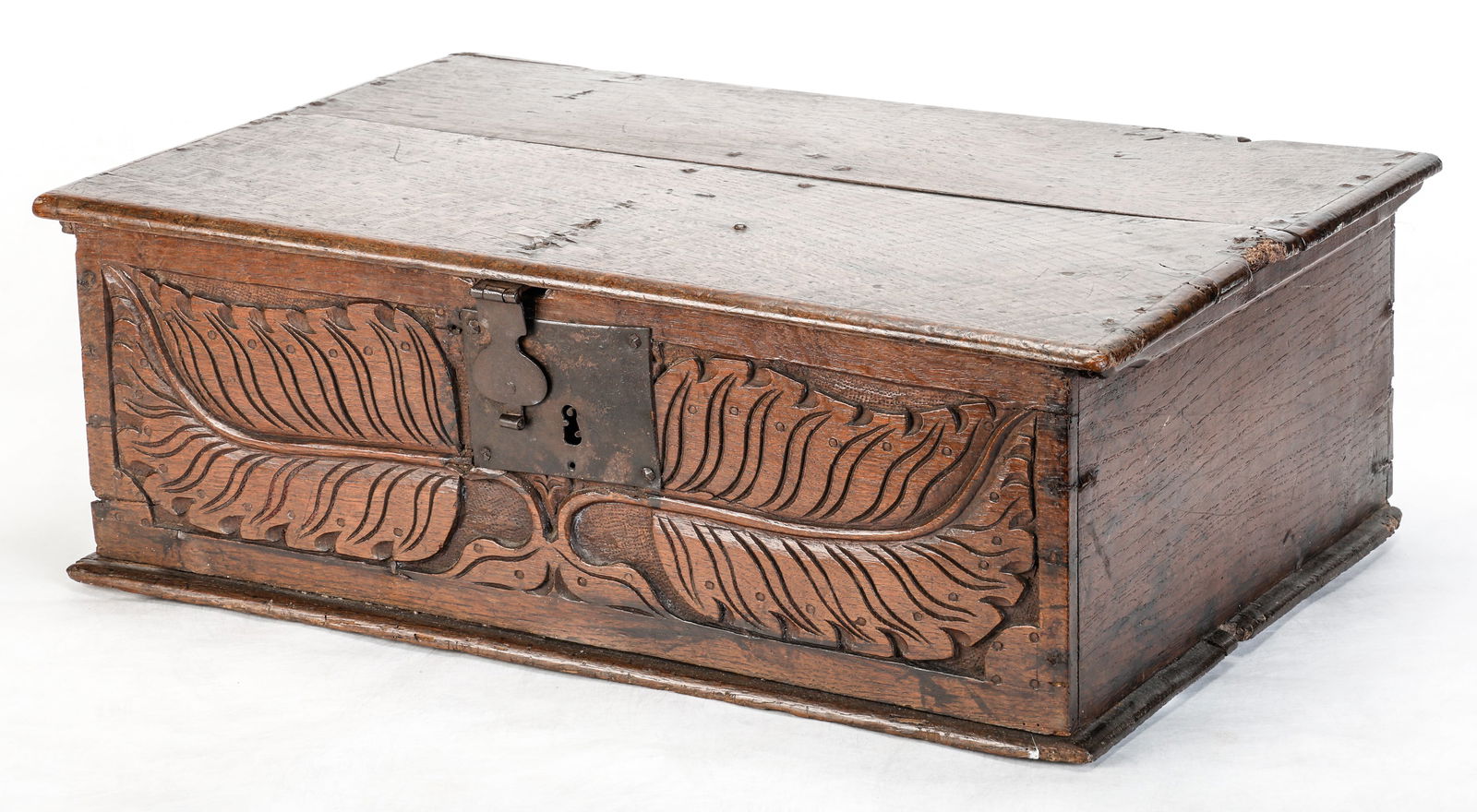 Antique English Carved Oak Document Box (1 of 8)