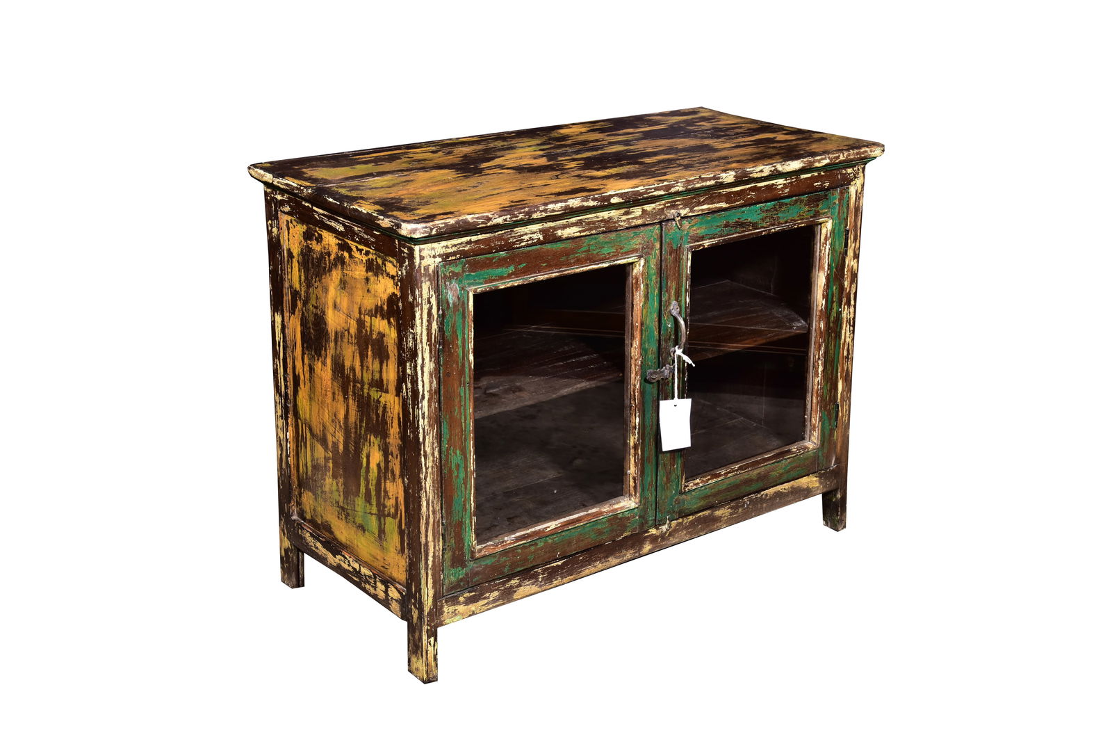 Antique Indian Paint Decorated Teak Cabinet, 30'' x 40'' x 18'' (1 of 4)