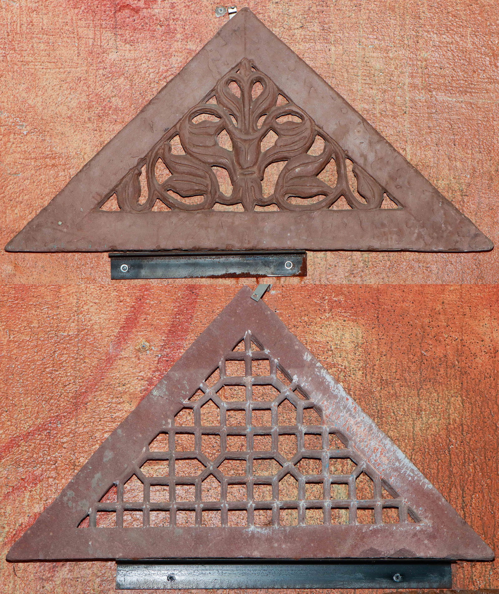 2 Antique Indian Triangular "Jali" Architectural Ornaments, 19th C. of Earlier (1 of 3)