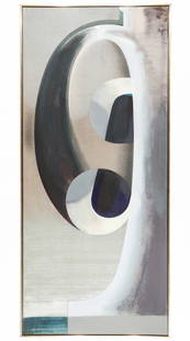 Gary Stephan (American, b. 1942) "Dog Eggs" 1985: Gary Stephan (American, b. 1942) "Dog Eggs", 1985, oil painting on canvas, signed (verso). Framed. Size: 90'' x 40'', 229 x 102 cm (stretcher); 91.25'' x 41.25'', 232 x 105 cm (frame). Provenance: Mar