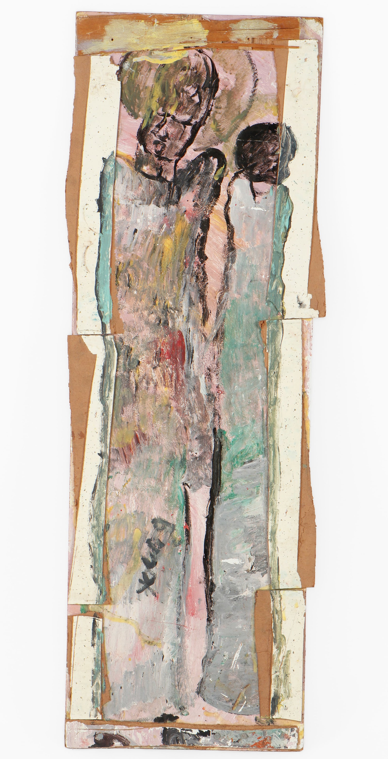 Purvis Young (American, 1943-2010) Assemblage on Board, Signed: Purvis Young (American, 1943-2010) Assemblage on Board, Signed.Size: 48'' x 17'' (122 x 43 cm).