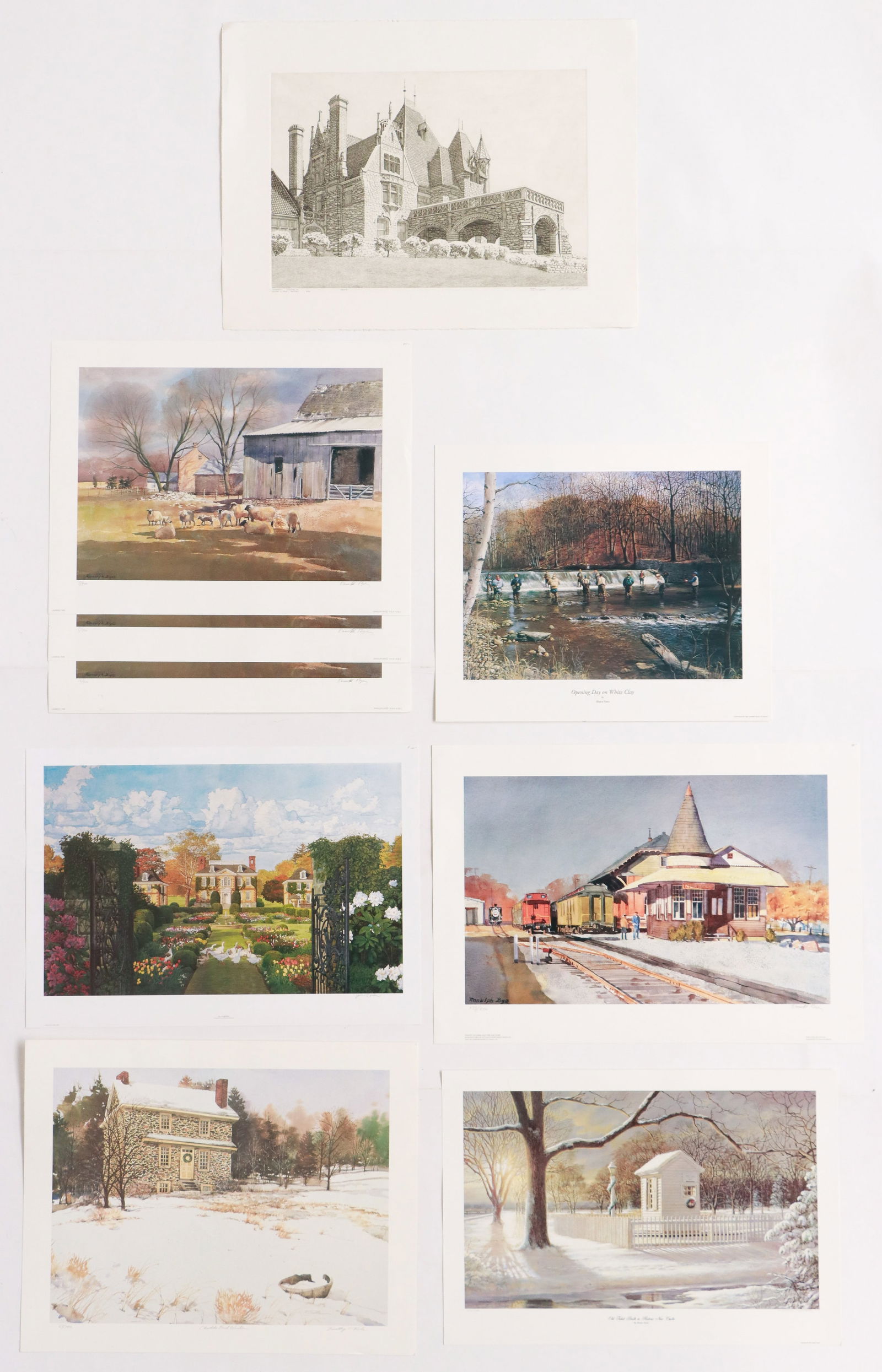 Collector's Lot of 10 Signed Prints: Collector's Lot of 10 Signed Prints. Including: Three editions of Ranulph Bye (American 1916-2003) "Lambing Time," Signed and numbered: 8/900, 9/900, 10/900. Lithograph Size:15.5'' x 22'', 39 x 56 cm