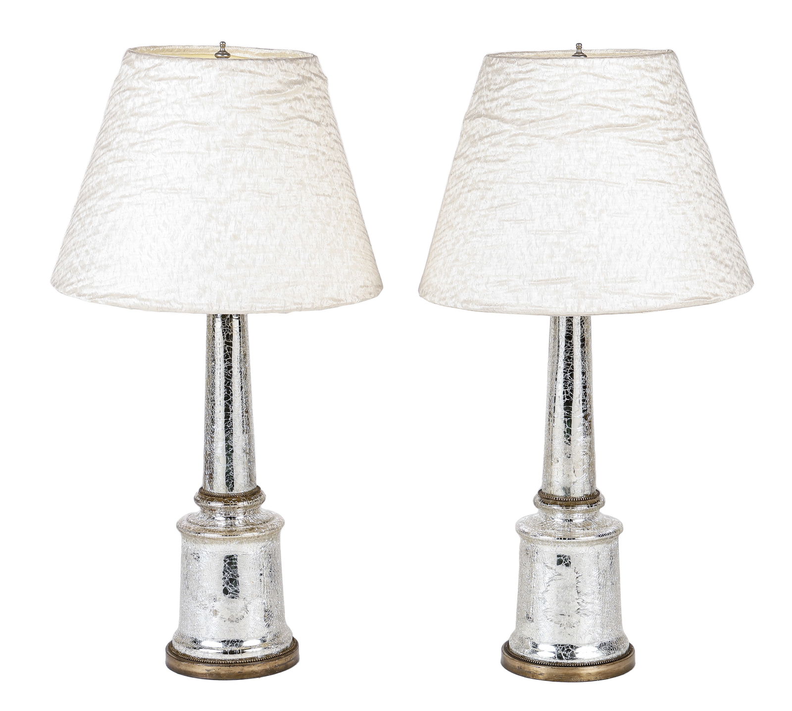 Pair of Chameleon Mercury Glass Mirrored Column Table Lamps (1 of 6)