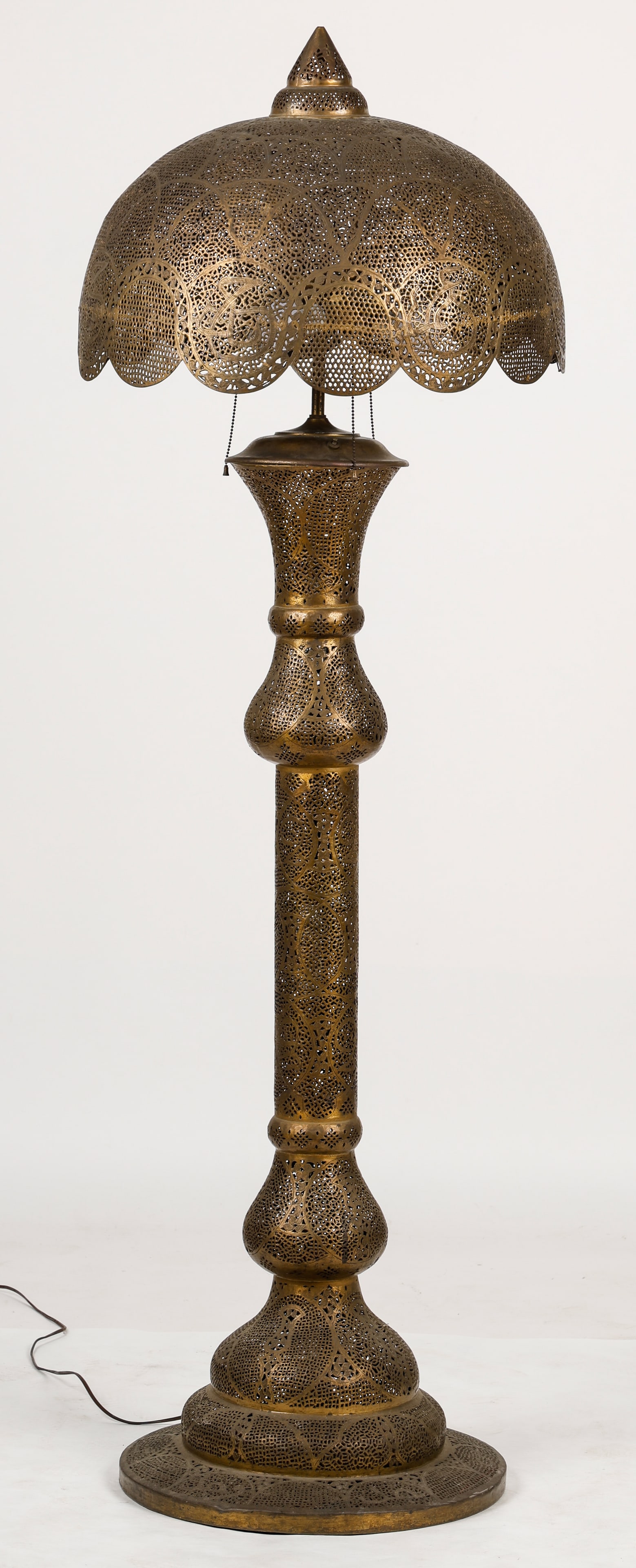 Antique Turkish Brass Floor Lamp, Early 20th C., Ht. 5'10" (1 of 4)