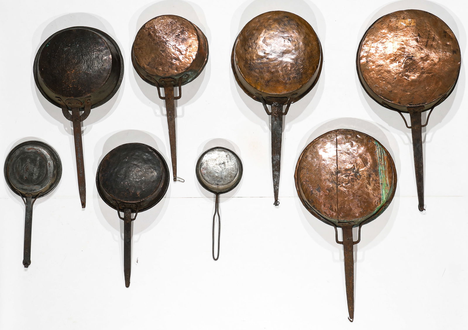 Group of 8 Antique Pans, Turkey, 19th C. Tinned Copper (1 of 4)