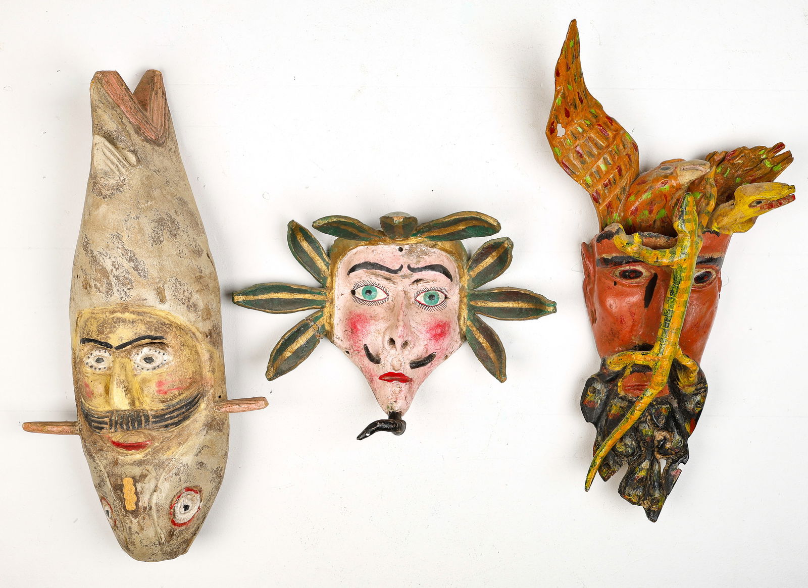 3 Vintage Mexican Dance Masks (1 of 7)