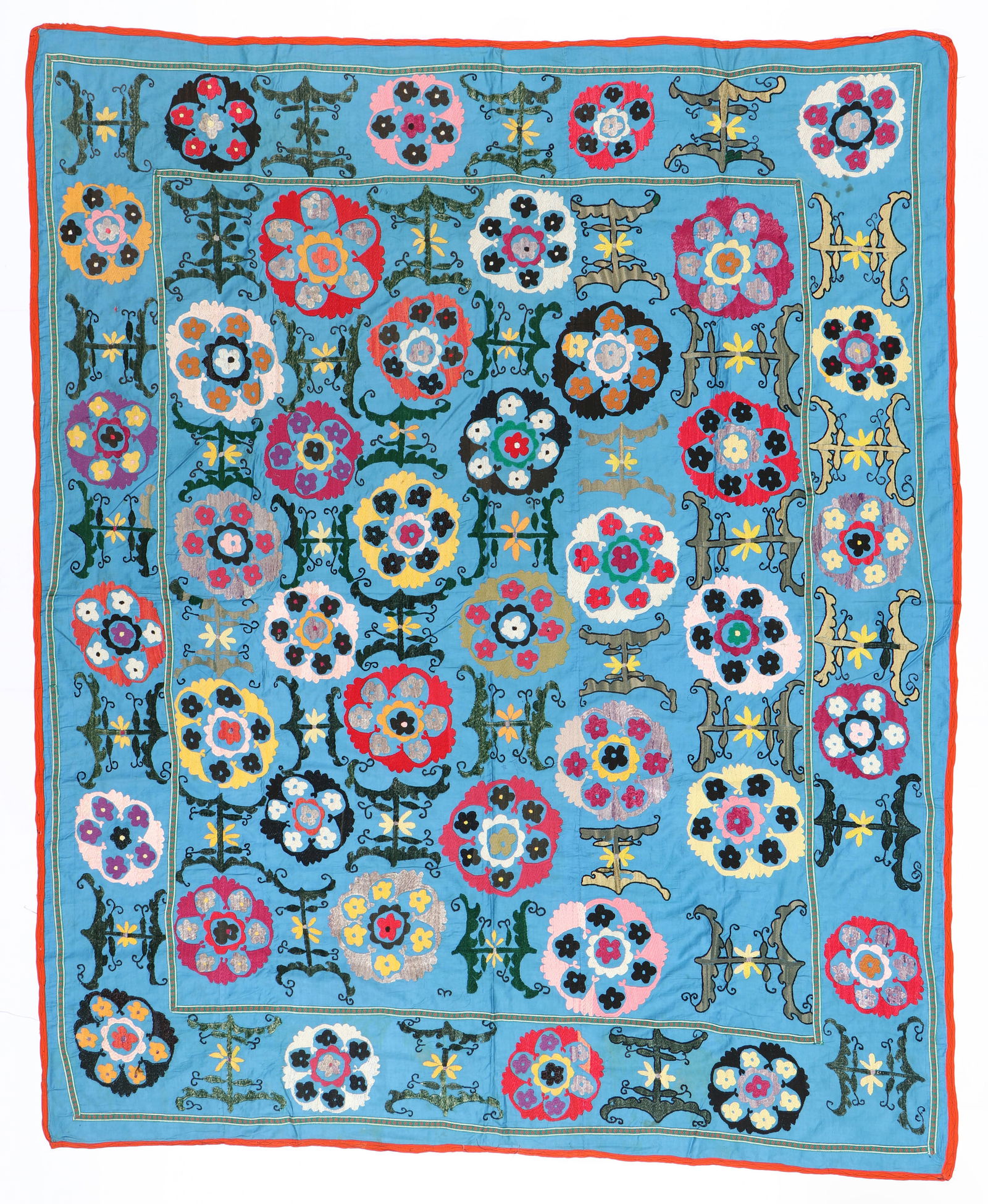 Central Asian Suzani, Mid 20th C., 88'' x 72'' (1 of 6)