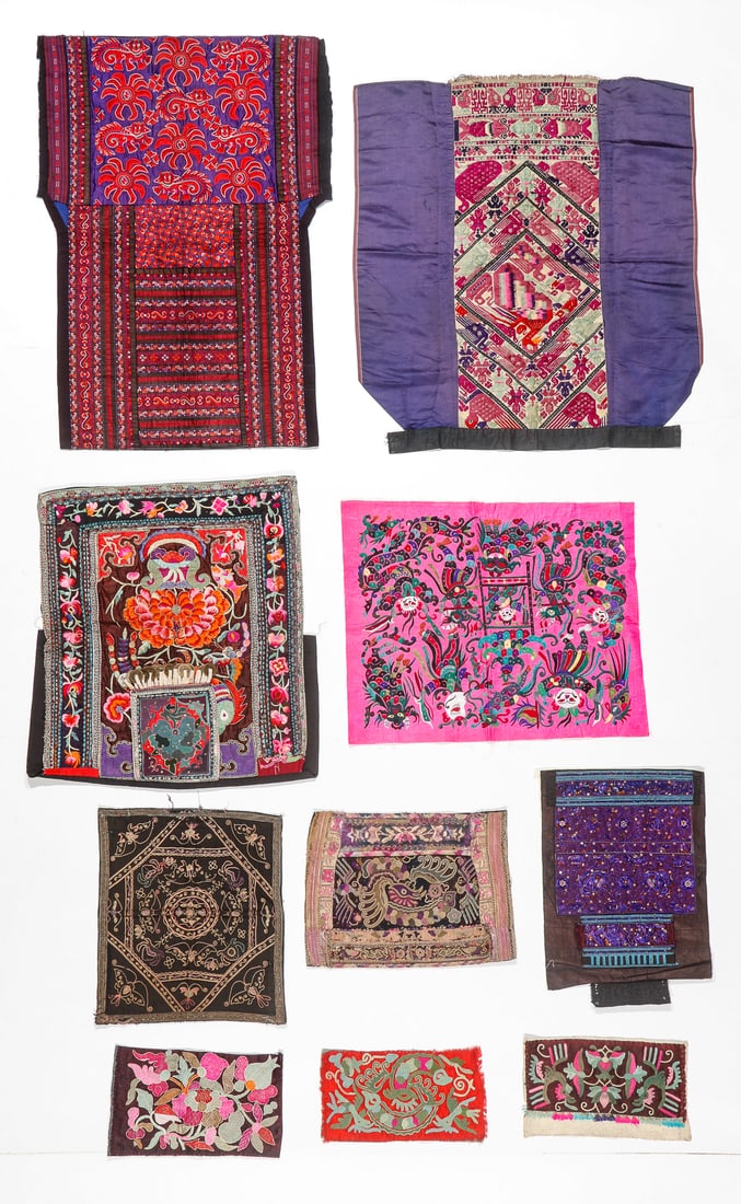 Collector's Lot of 10 Chinese Minority Textiles, 20th C. (1 of 5)