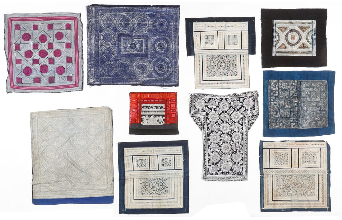 Collector's Lot of 10 Chinese Minority Textiles, 20th C. (1 of 4)