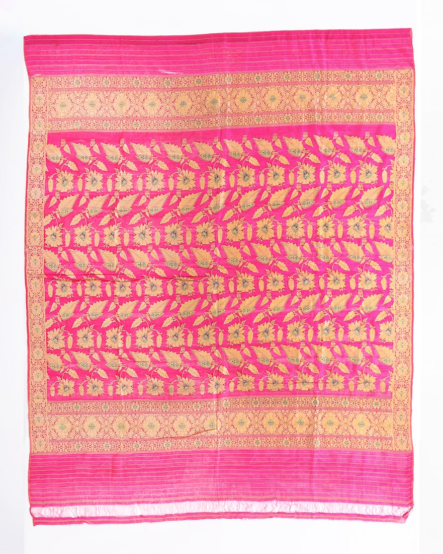 Silk Wedding Shawl, Jain, Early-Mid 20th C.: Silk Wedding Shawl, Jain, India, Early-Mid 20th C. Ref: Yet Another Treasury of Indian Folk Textiles, Carol Summers, 2013, Page 36. Provenance: The Carol Summers Collection of Indian Folk Textiles. Si