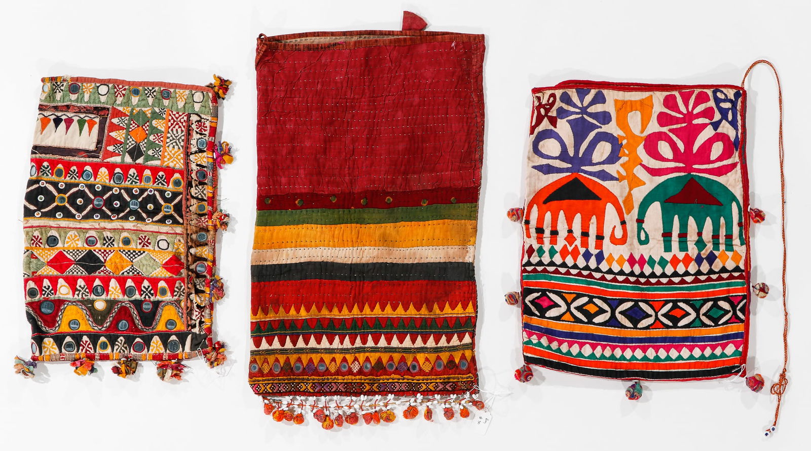 3 Embroidered Dowry Bags, India, Early-Mid 20th C. (1 of 2)