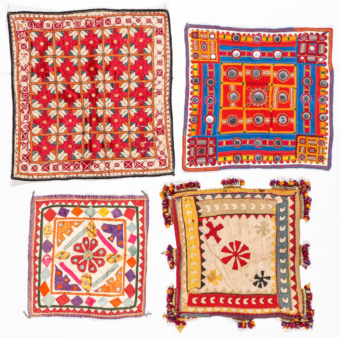 4 Embroidered Textiles, India, Early/Mid 20th C. (1 of 2)