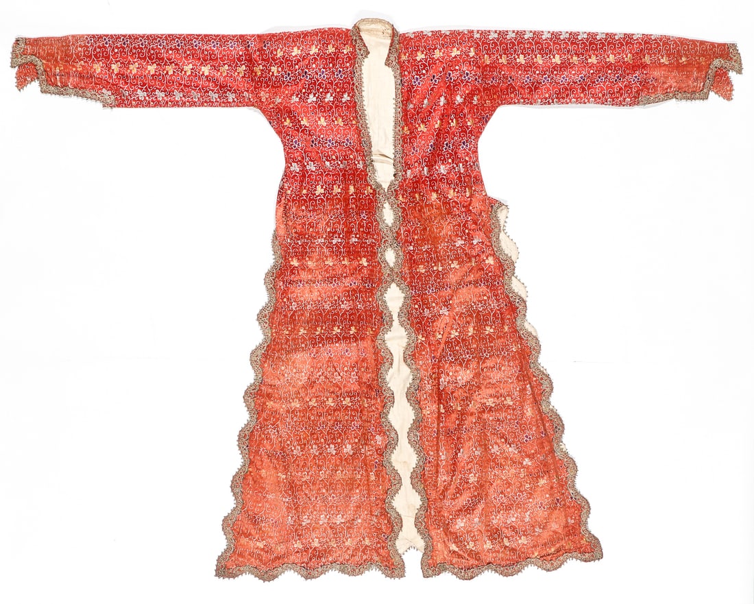Antique Red Silk Robe, Possibly Roma People, Eastern Europe or Middle East (1 of 7)