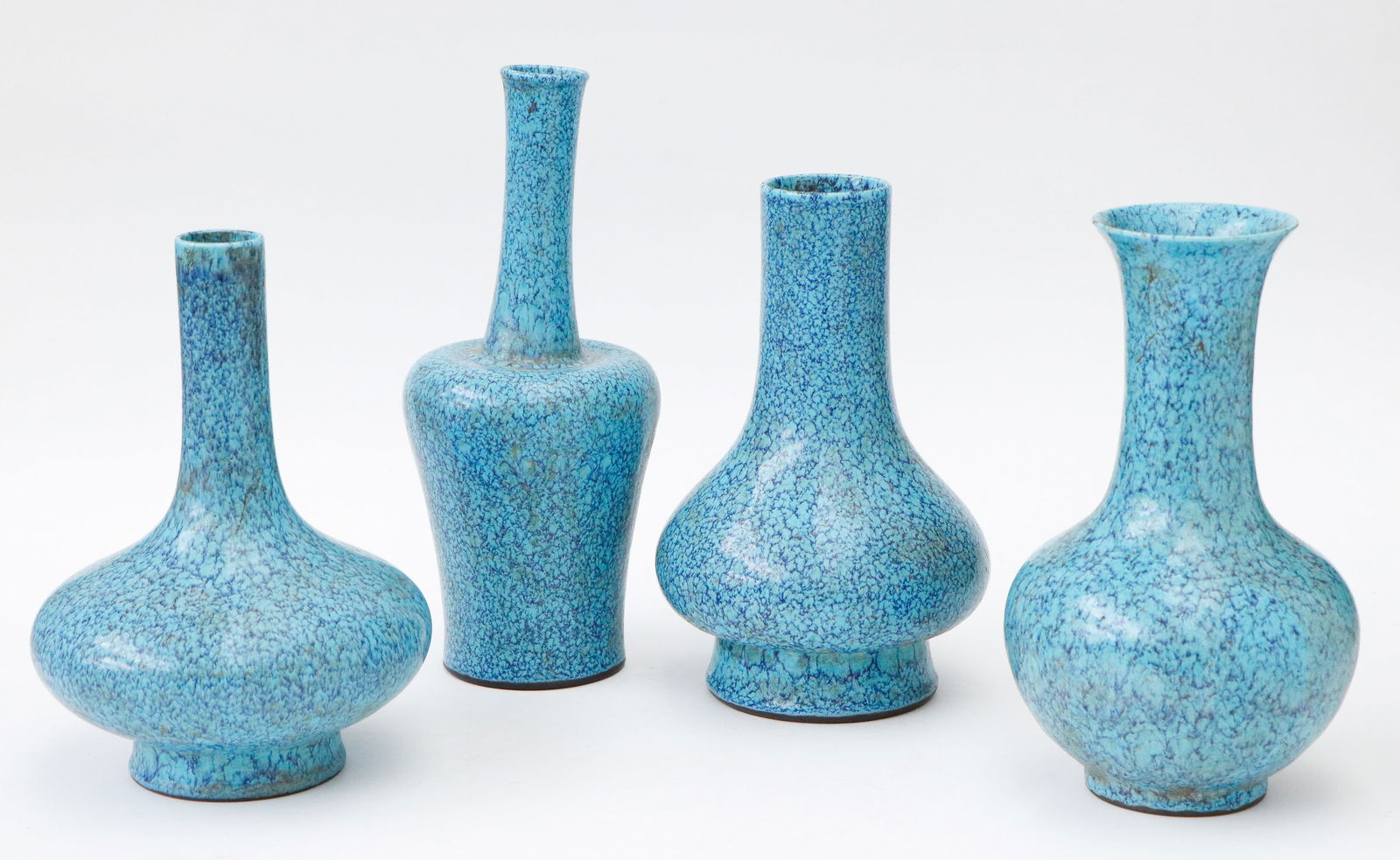 4 Chinese Lu Jun Glazed Vases: 4 Chinese Lu Jun Glazed Vases. Bases with impressed 6-character marks. Ranging in size from: 8.5'' x 5.5'' x 5.5'' (22 x 14 x 14 cm) to 10'' x 4.25'' x 4.25'' (25 x 11 x 11 cm).