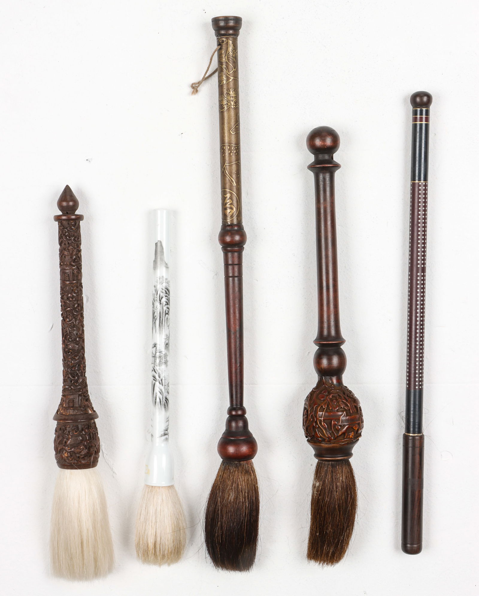 Collection of 5 Antique Chinese Calligraphy Brushes (1 of 4)