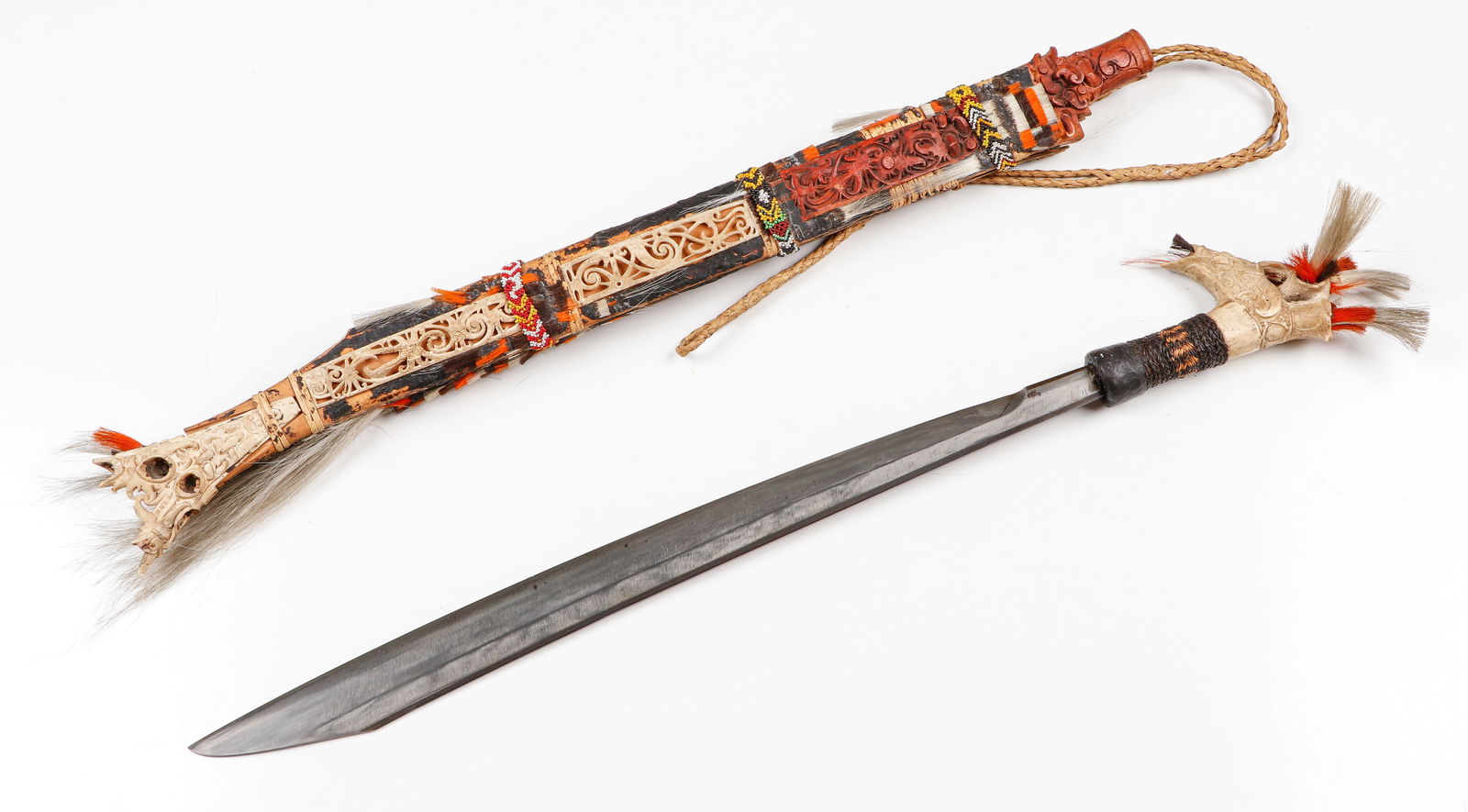 Indonesian Dayak Headhunters Mandau Sword, Borneo, Early 20th C. (1 of 5)