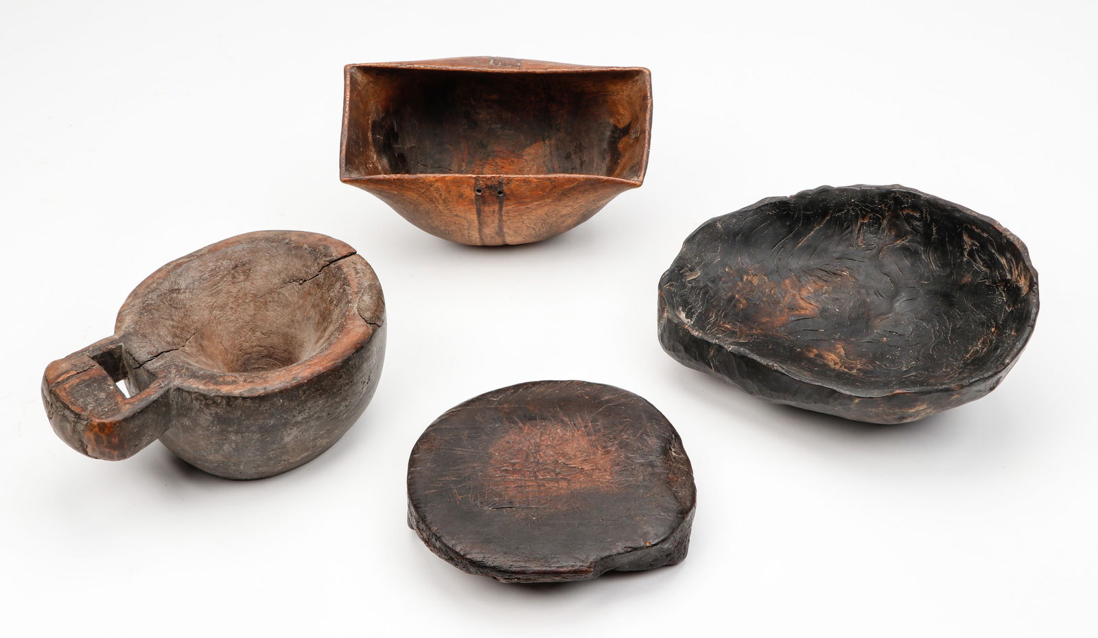 4 Ethnographic Carved Wood Vessels (1 of 3)