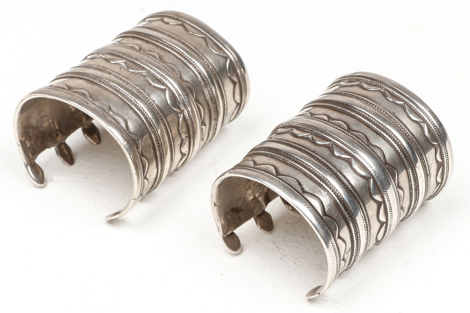 Pair of Turkmen Silver Bracelets, Afghanistan, Early 20th C. (1 of 4)