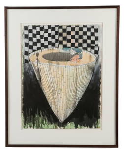 Tom Nakashima (American, b. 1941): Tom Nakashima (American, b. 1941) Untitled, mixed media painting on paper, signed. Framed. Size: 30.25'' x 23'', 77 x 58 cm (sheet); 41.5'' x 33.25'', 105 x 84 cm (frame).