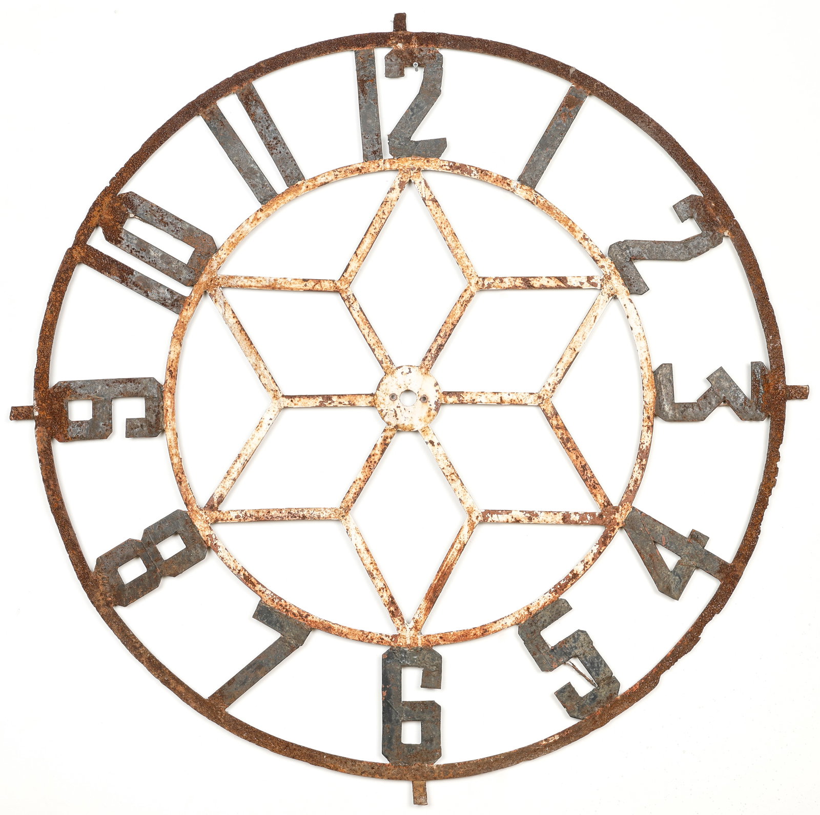 Large Vintage Cast Iron Clock Face (1 of 2)