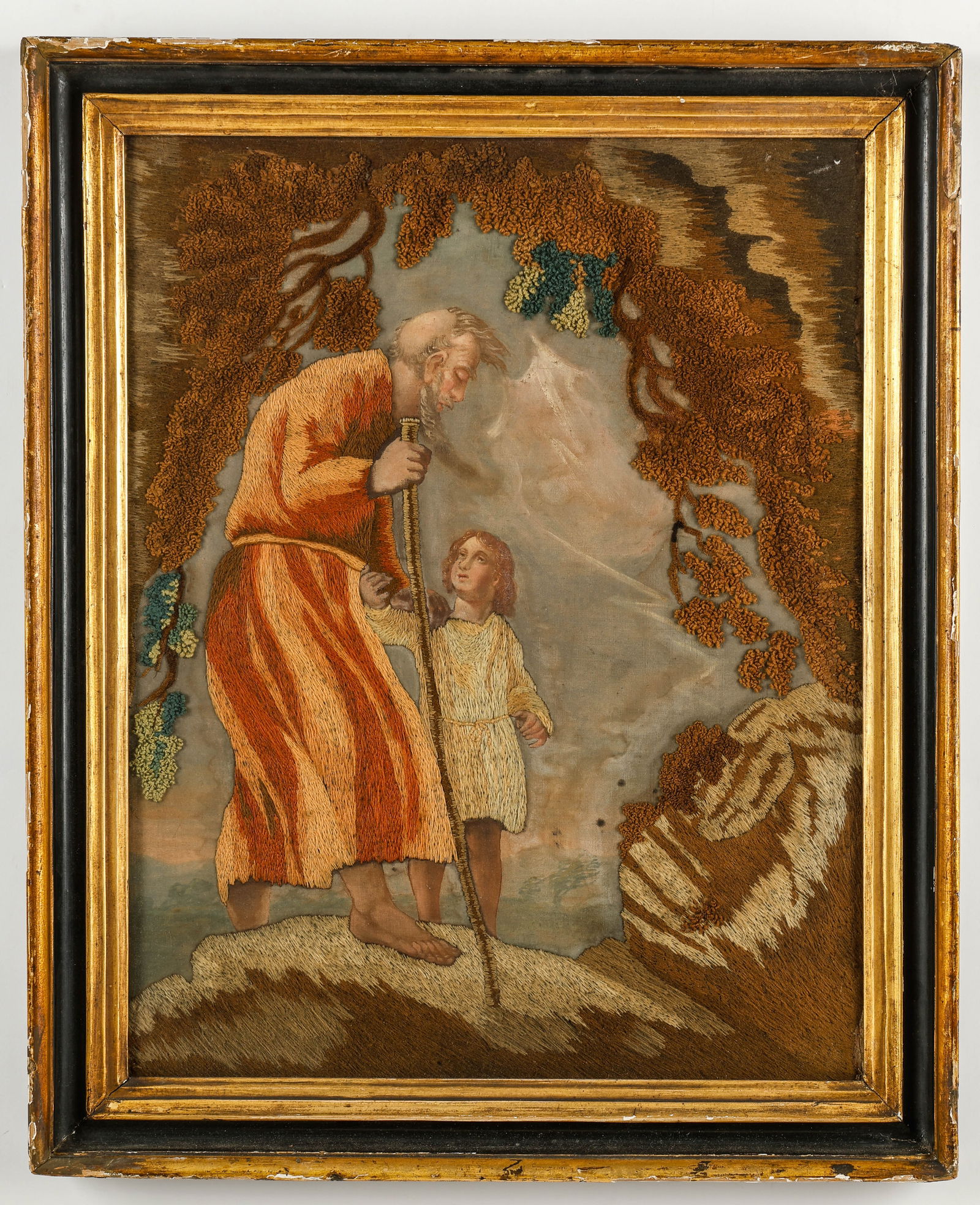 Antique Stumpwork Silk Embroidery and Watercolor (1 of 2)