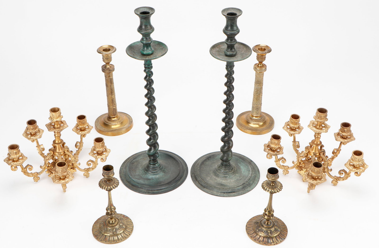 4 Pairs of Antique Bronze Candle Holders (1 of 5)