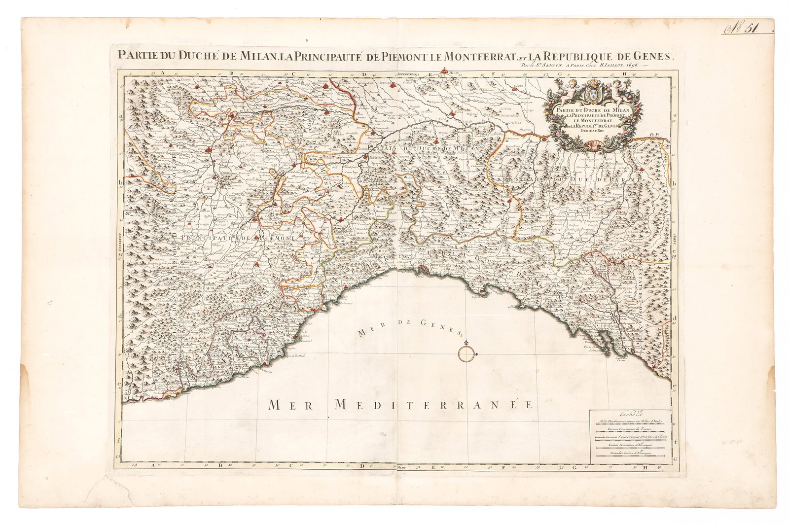 Alexis-Hubert Jaillot (1632-1712) Antique map of Northern Italy, 17th C. (1 of 3)