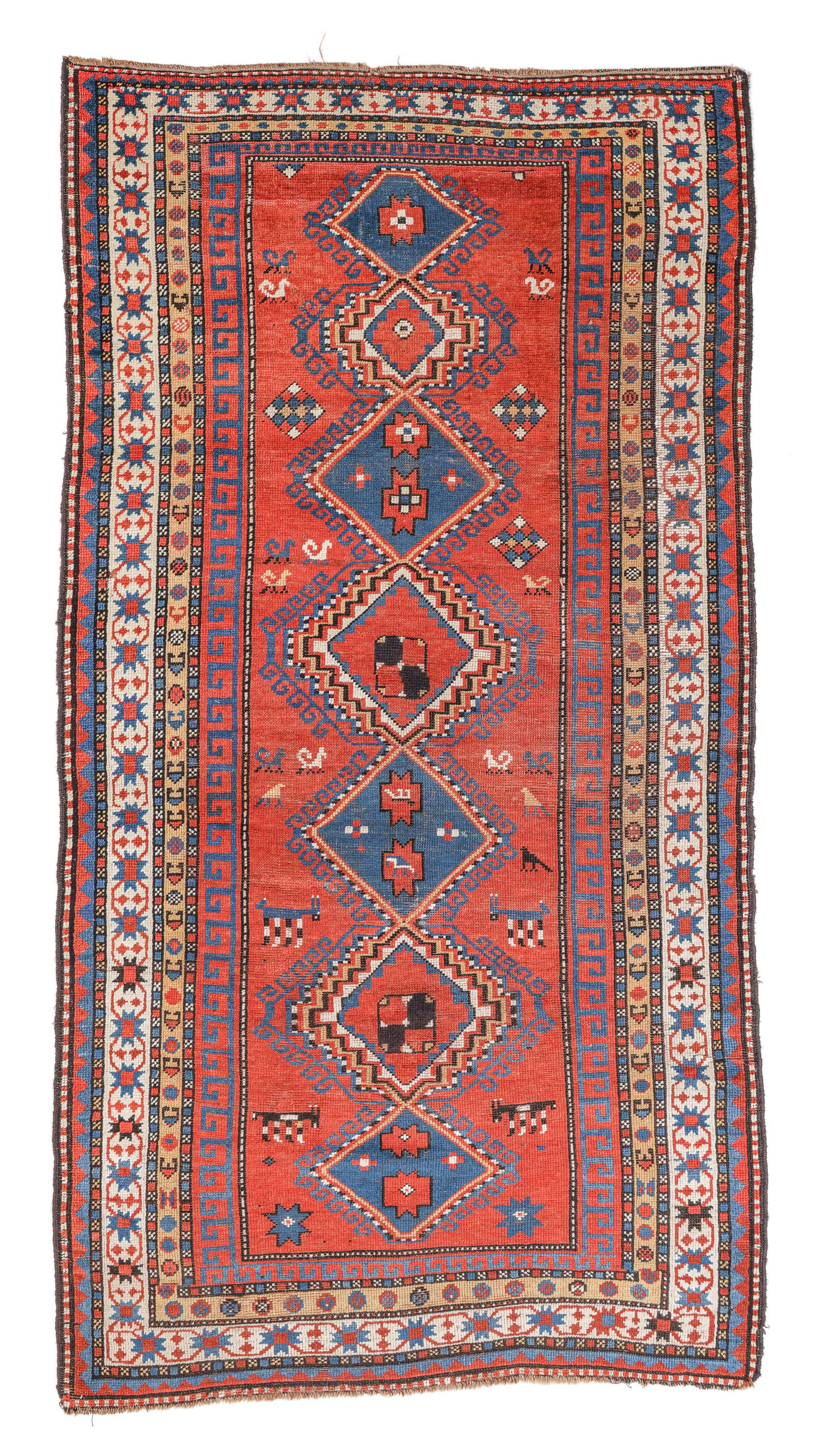 Kazak Rug, Caucasus, Ca. 1880, 3'6'' x 6'11'': Kazak Rug, Caucasus, Ca. 1880, 3'6'' x 6'11'' (107 x 211 cm). Weight: 9 lbs. Material: wool pile, cotton warp, cotton weft.