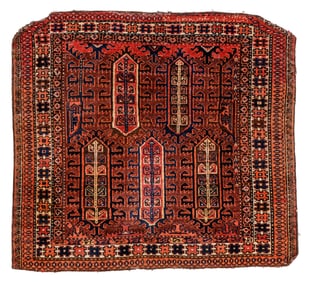 Inscribed Timuri Saddle Cover, NE Persia, Ca. 1900, 2'6'' x 2'9''