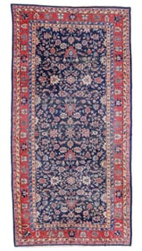 Mansion Size Blue Sarouk Mahal Rug, Persia, Ca. 1910, 8'8'' x 17'7''