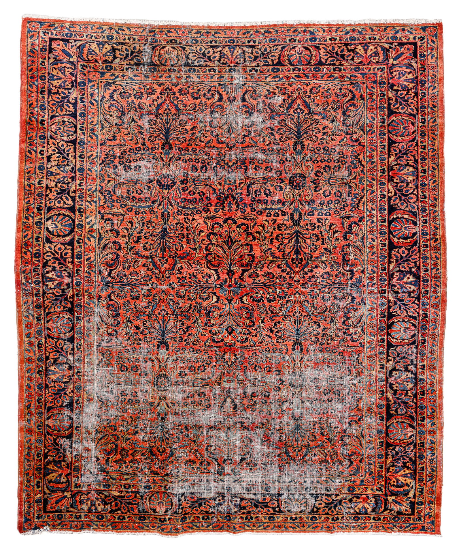 Shabby Chic Sarouk Rug, Persia, Ca. 1920, 9'8'' x 11'6'': Shabby Chic Sarouk Rug, Persia, Ca. 1920, 9'8'' x 11'6'' (295 x 351 cm). Weight: 53 lbs. Material: wool pile, cotton warp, cotton weft.