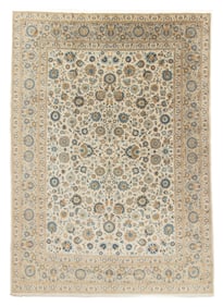 Ivory Field Kashan Rug, Persia, Mid/Late 20th C., 9'9'' x 13'9''