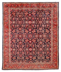 Blue Hamadan Rug, Persia, Mid 20th C., 11'6'' x 13'9''