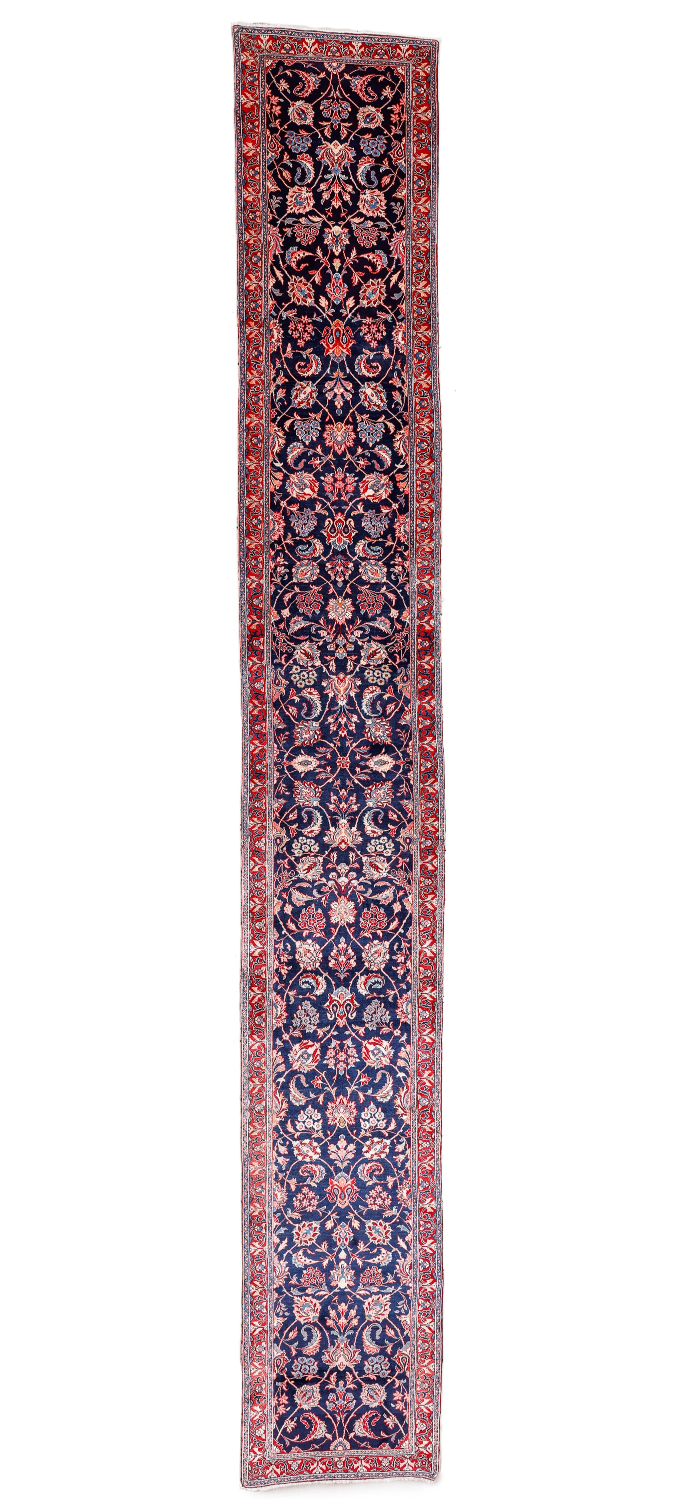 Long Blue Sarouk Runner, Persia, Mid 20th C., 2'6'' x 20'6'' (1 of 4)